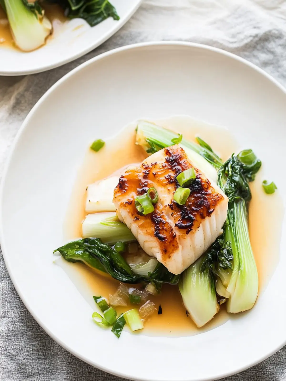 Miso Glazed Halibut with Baby Bok Choy and a Sake Butter Sauce