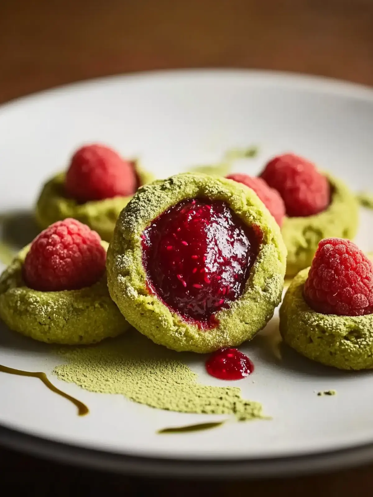 Matcha Thumbprint Cookies with Raspberry Chia Jam