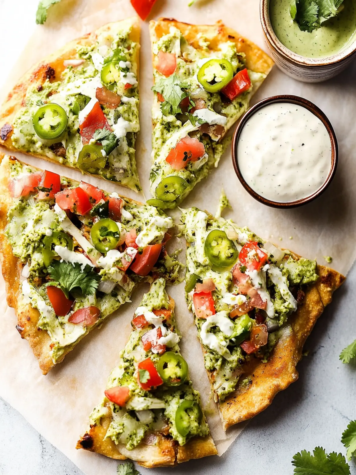 Taco Pizza with Cilantro Jalapeño Sauce