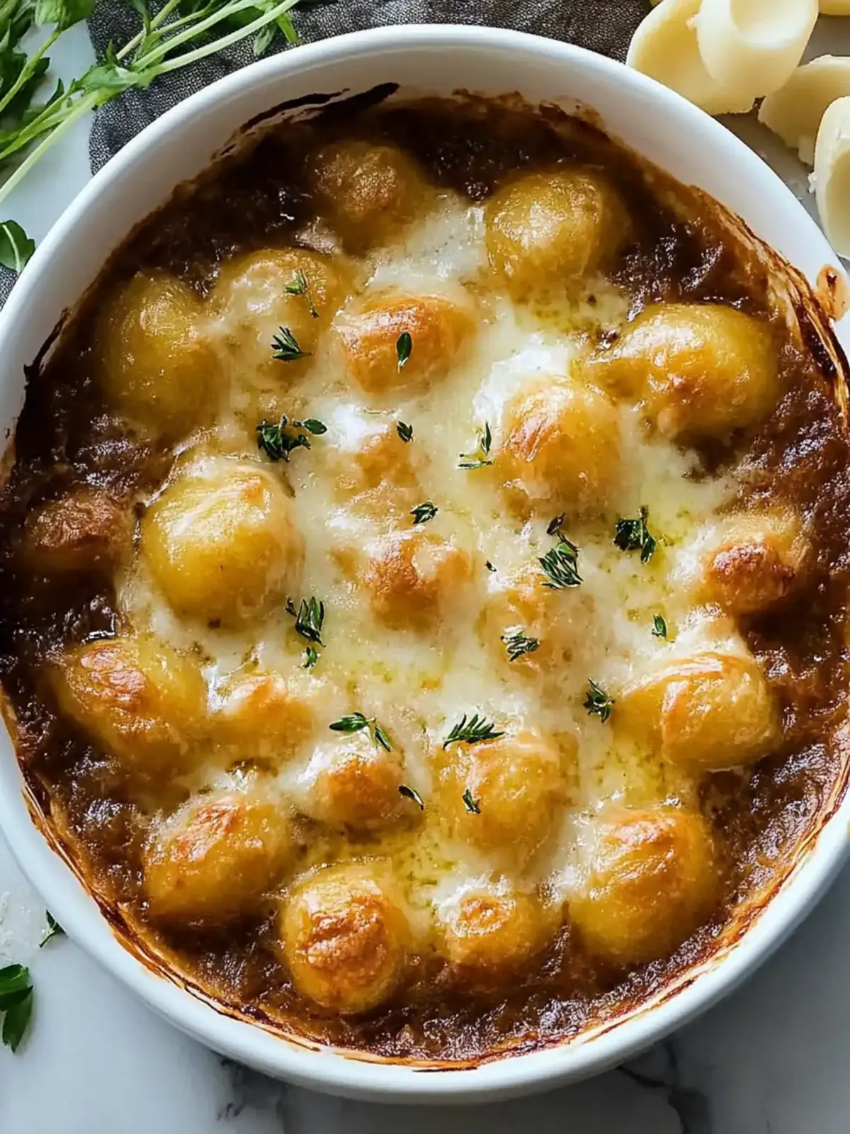 Simple Baked French Onion Gnocchi