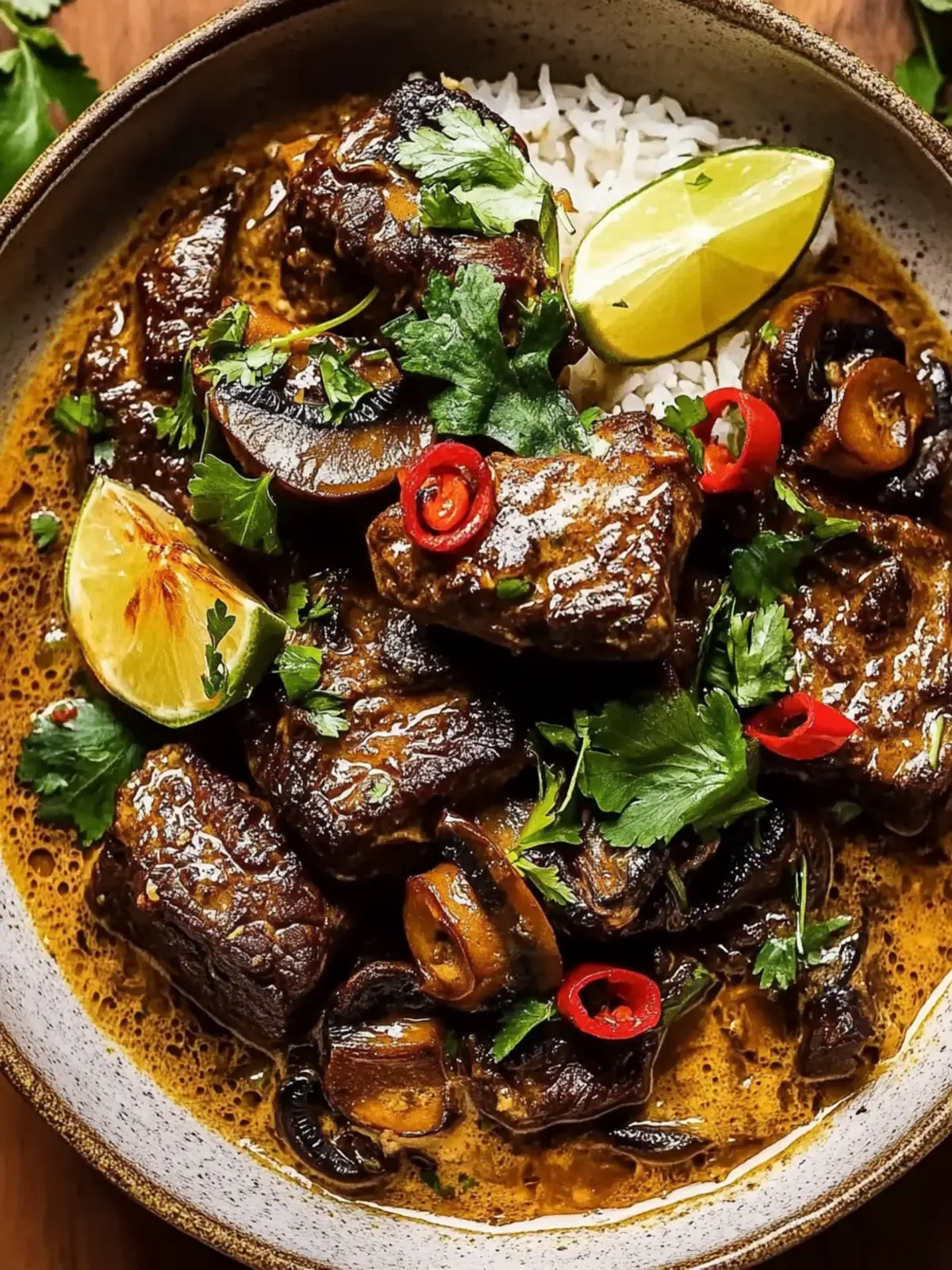 Lemongrass Coconut Braised Beef with Mushrooms