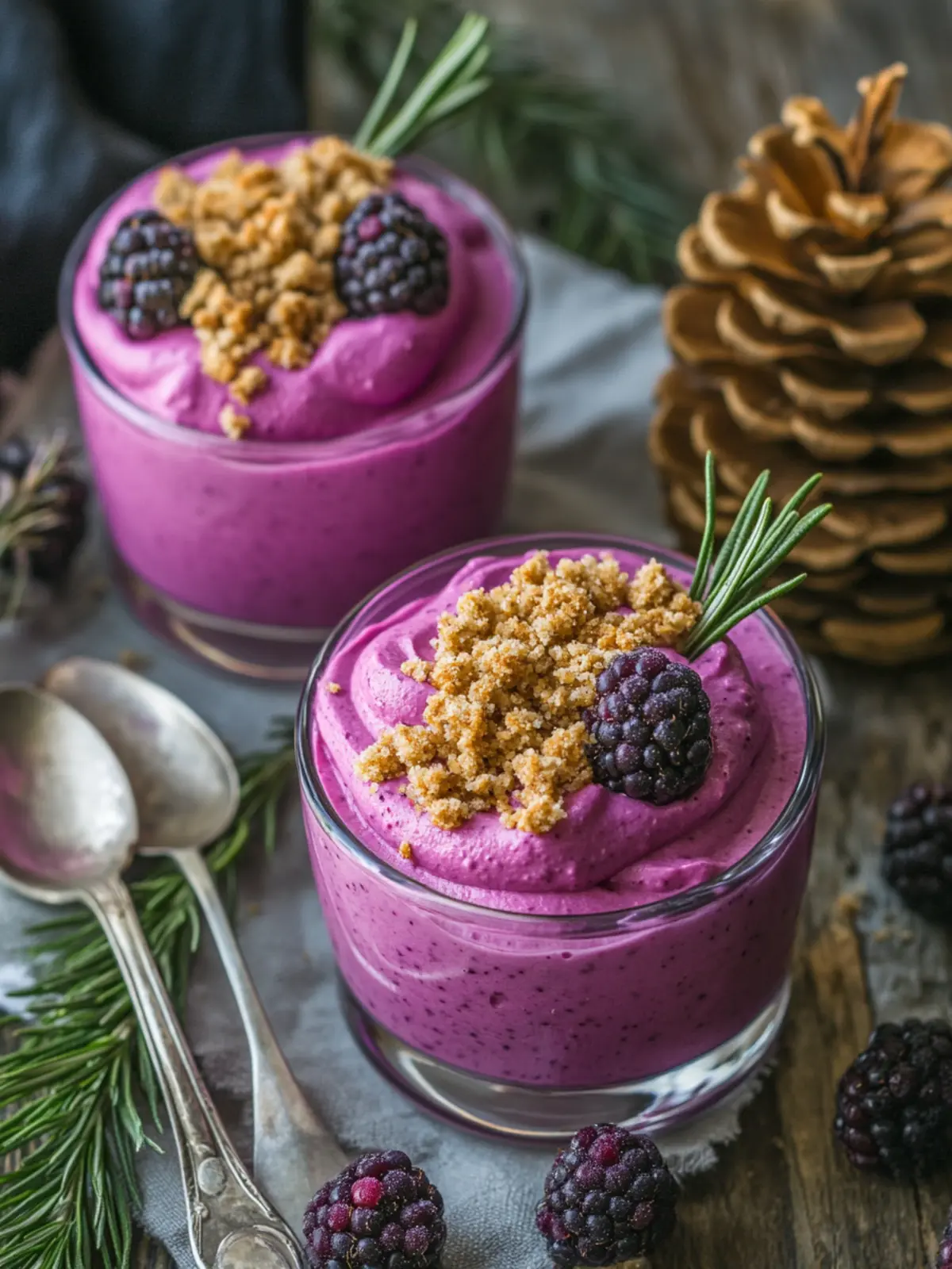 Blackberry Mousse with Rosemary Crumble