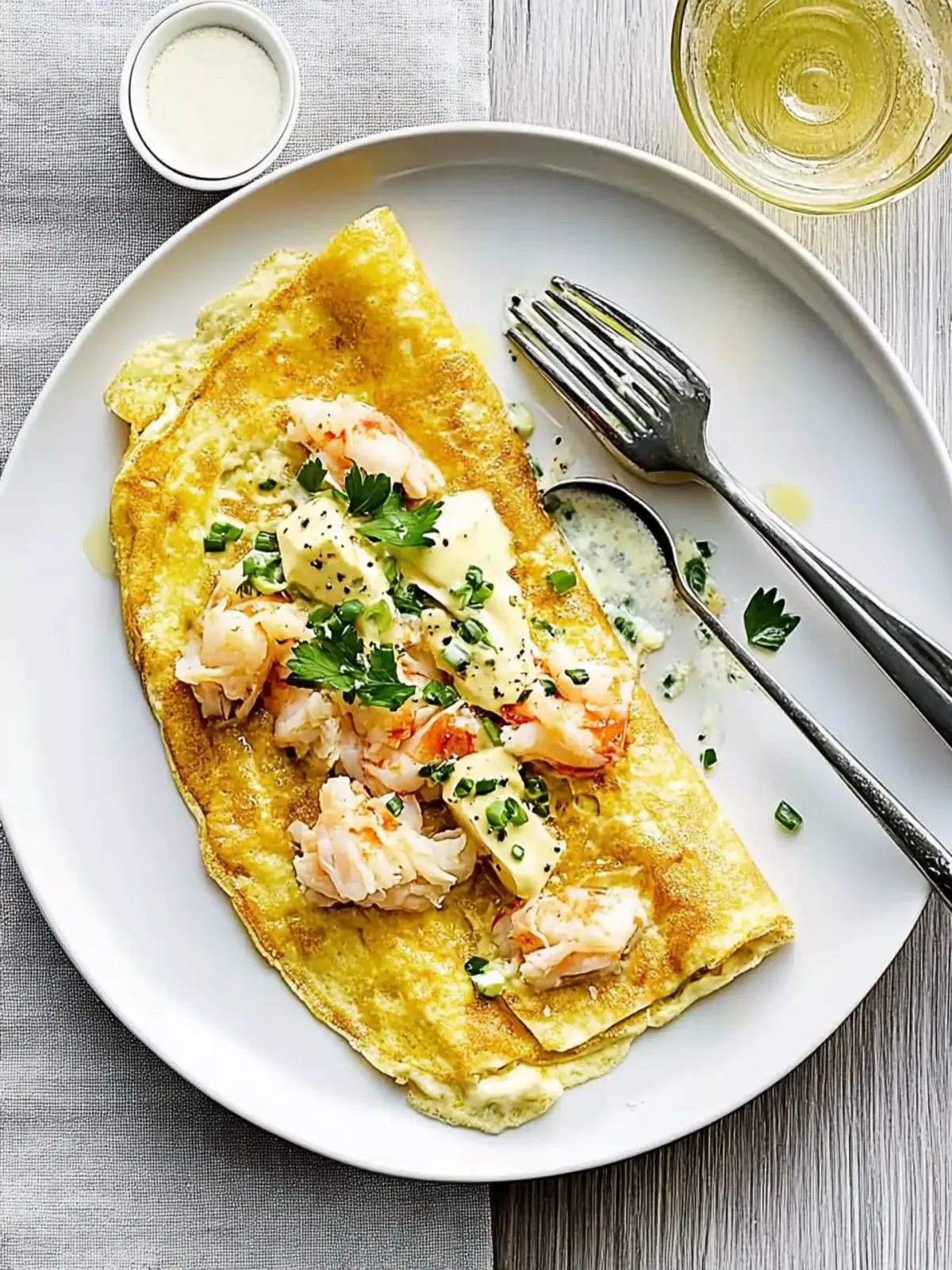 Crab omelette with miso butter