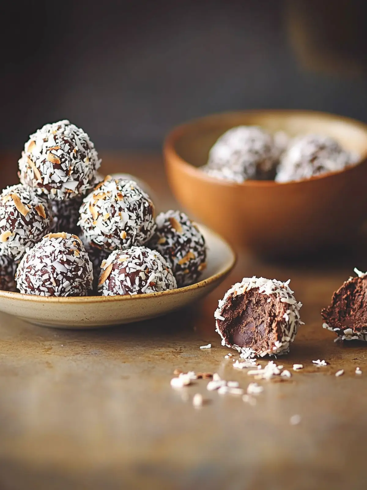 Vegan coconut chocolate truffles