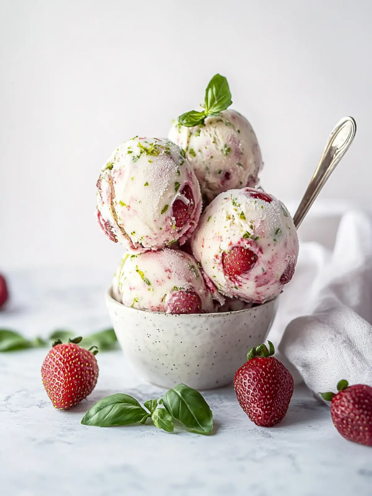 Roasted Strawberries & Lime Basil Ice Cream