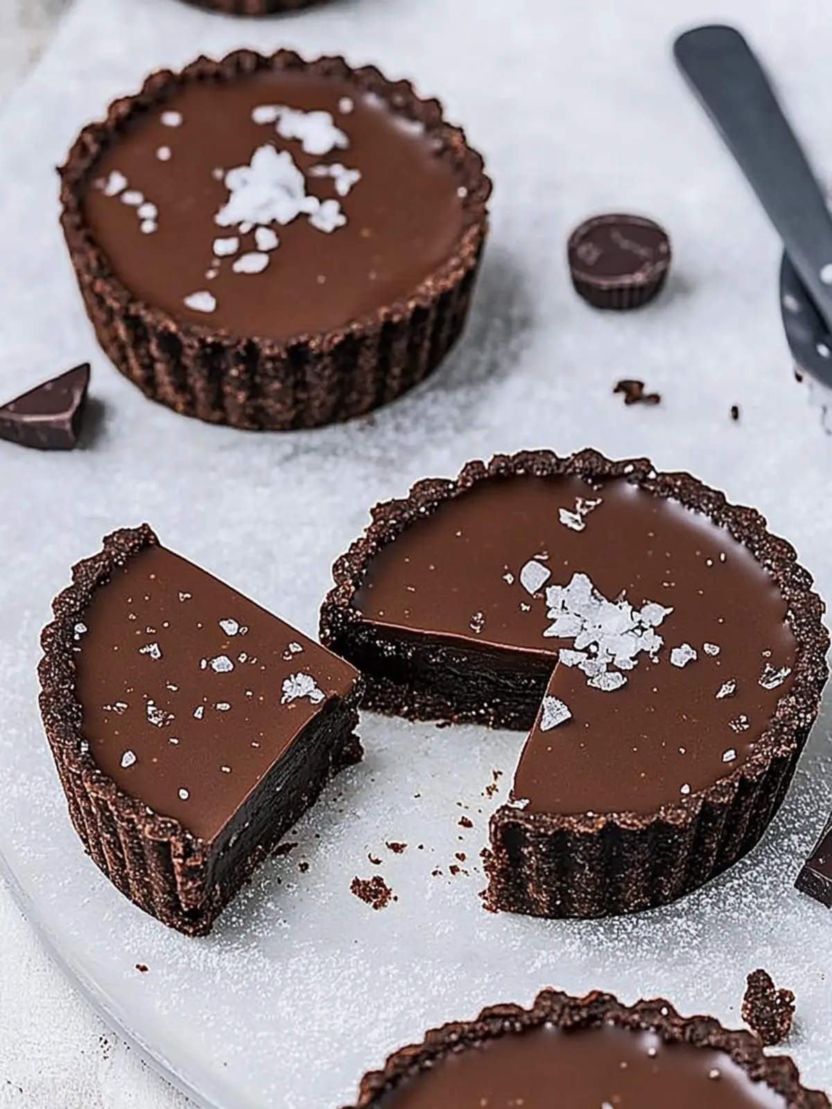 Vegan Salted Dark Chocolate Tarts