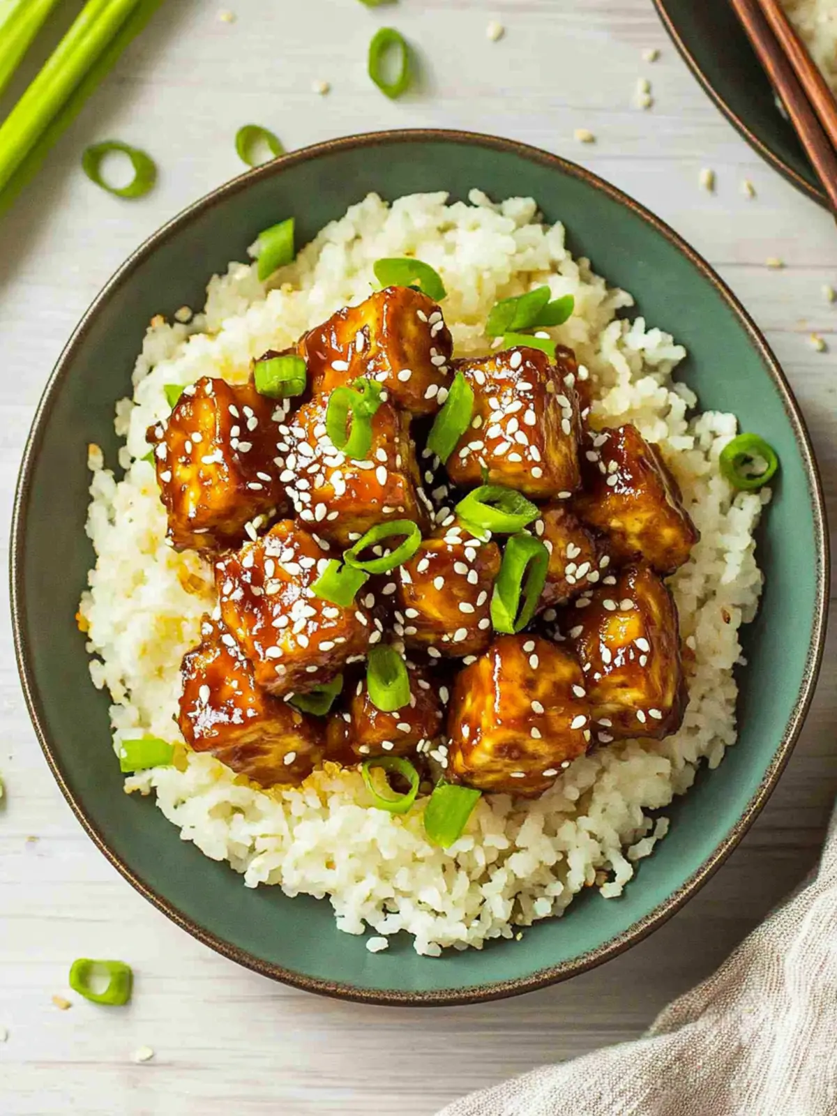Crispy Baked Sticky Sesame Tofu