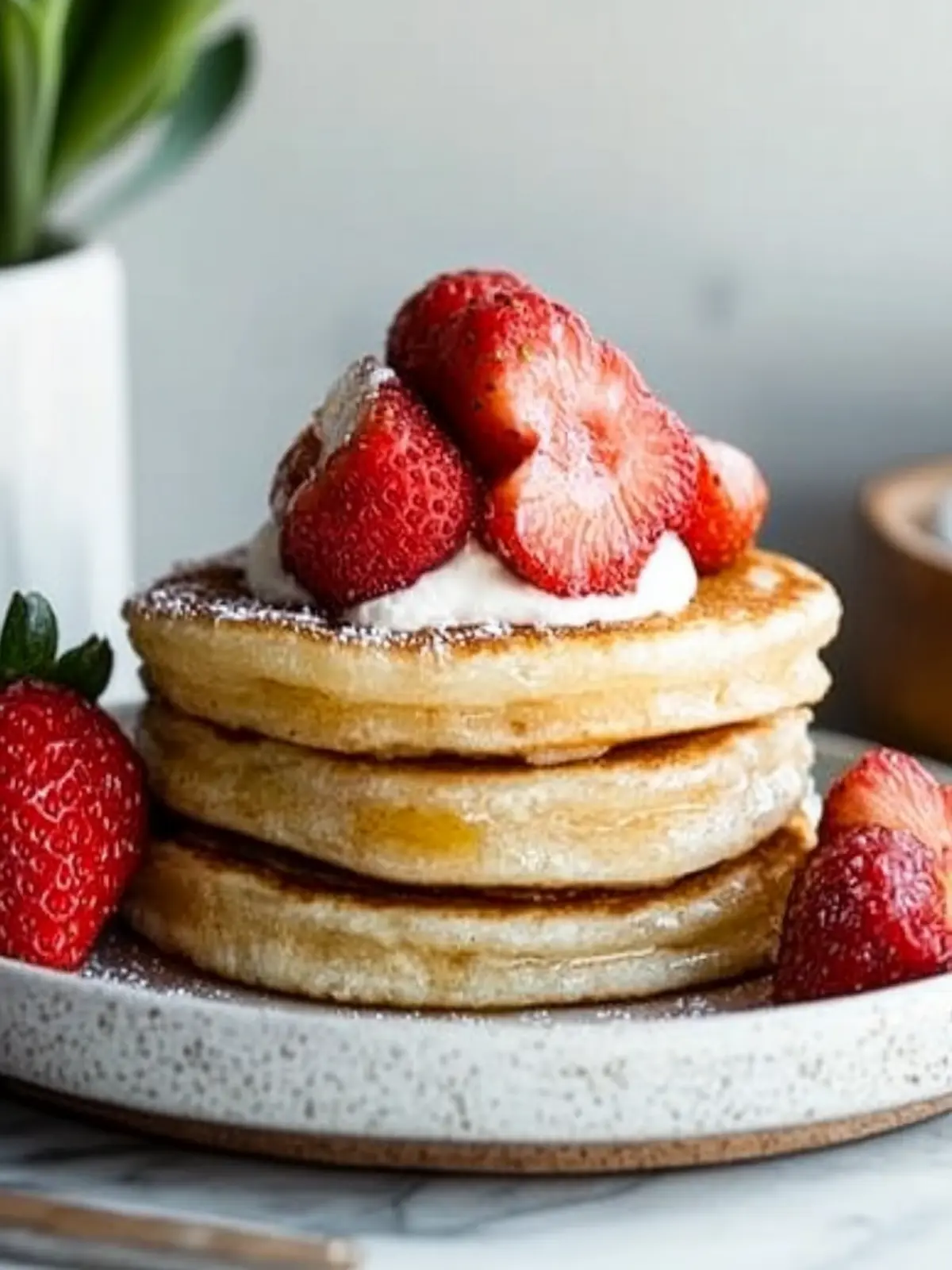 Churro Pancakes with Strawberries