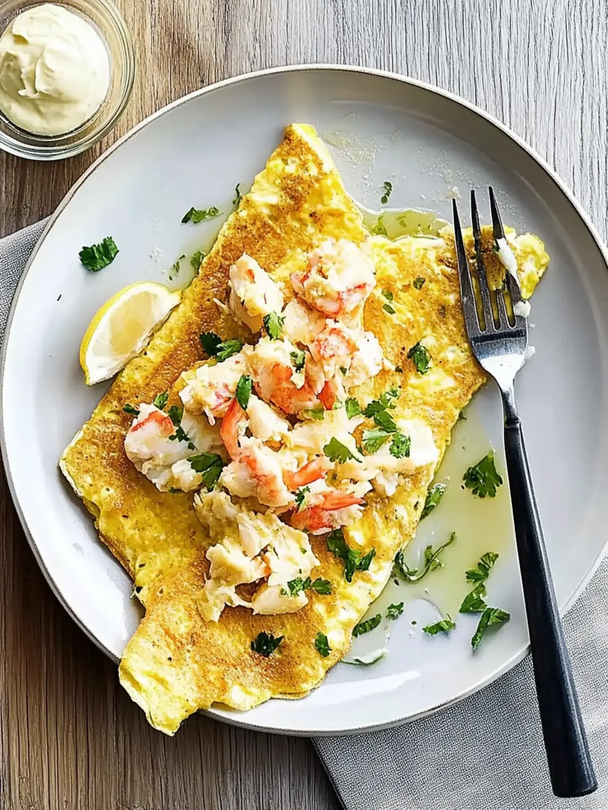 Crab omelette with miso butter