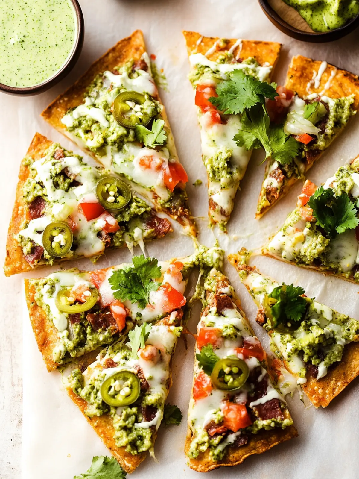 Taco Pizza with Cilantro Jalapeño Sauce