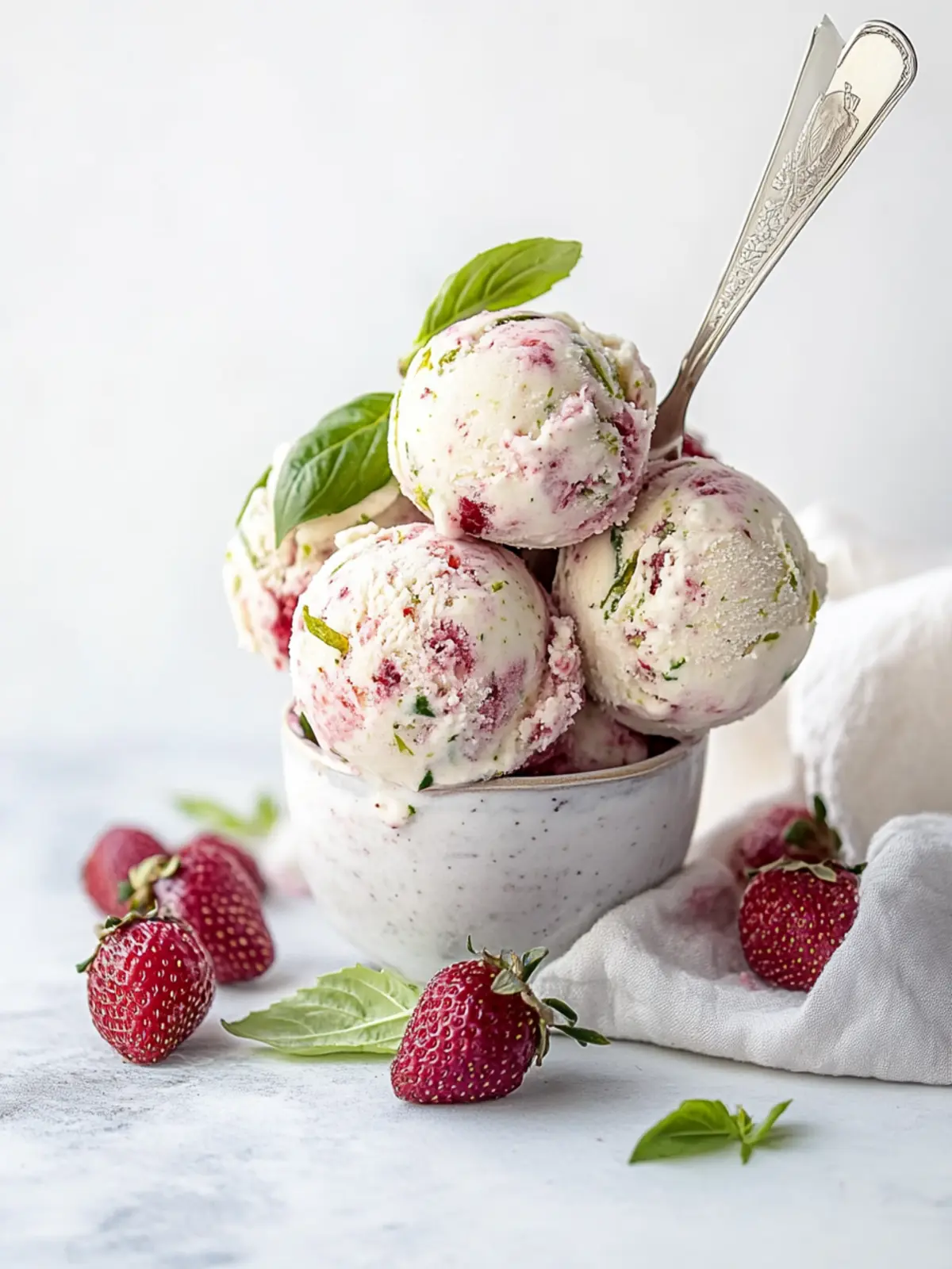 Roasted Strawberries & Lime Basil Ice Cream