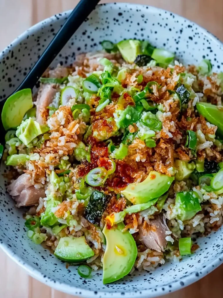 Tuna Avocado Crispy Rice Salad