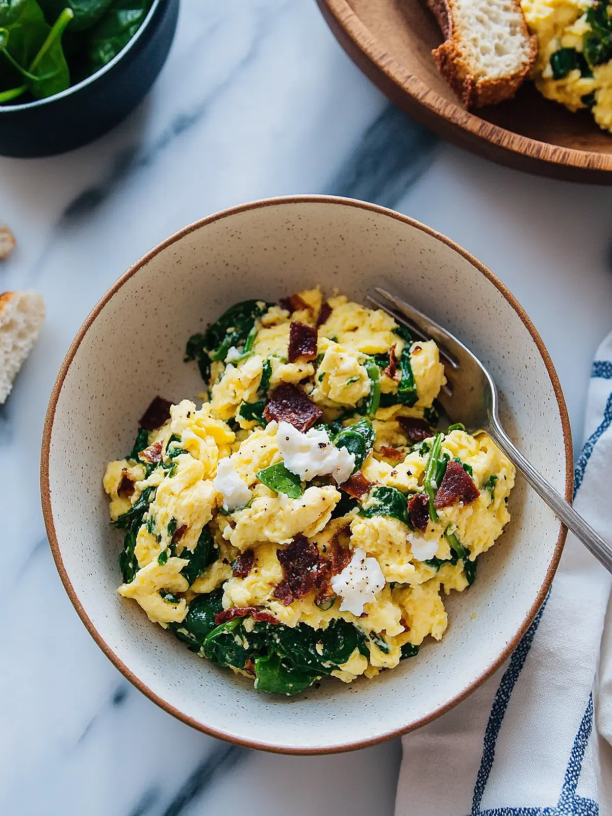Spinach Scrambled Eggs with Goat Cheese