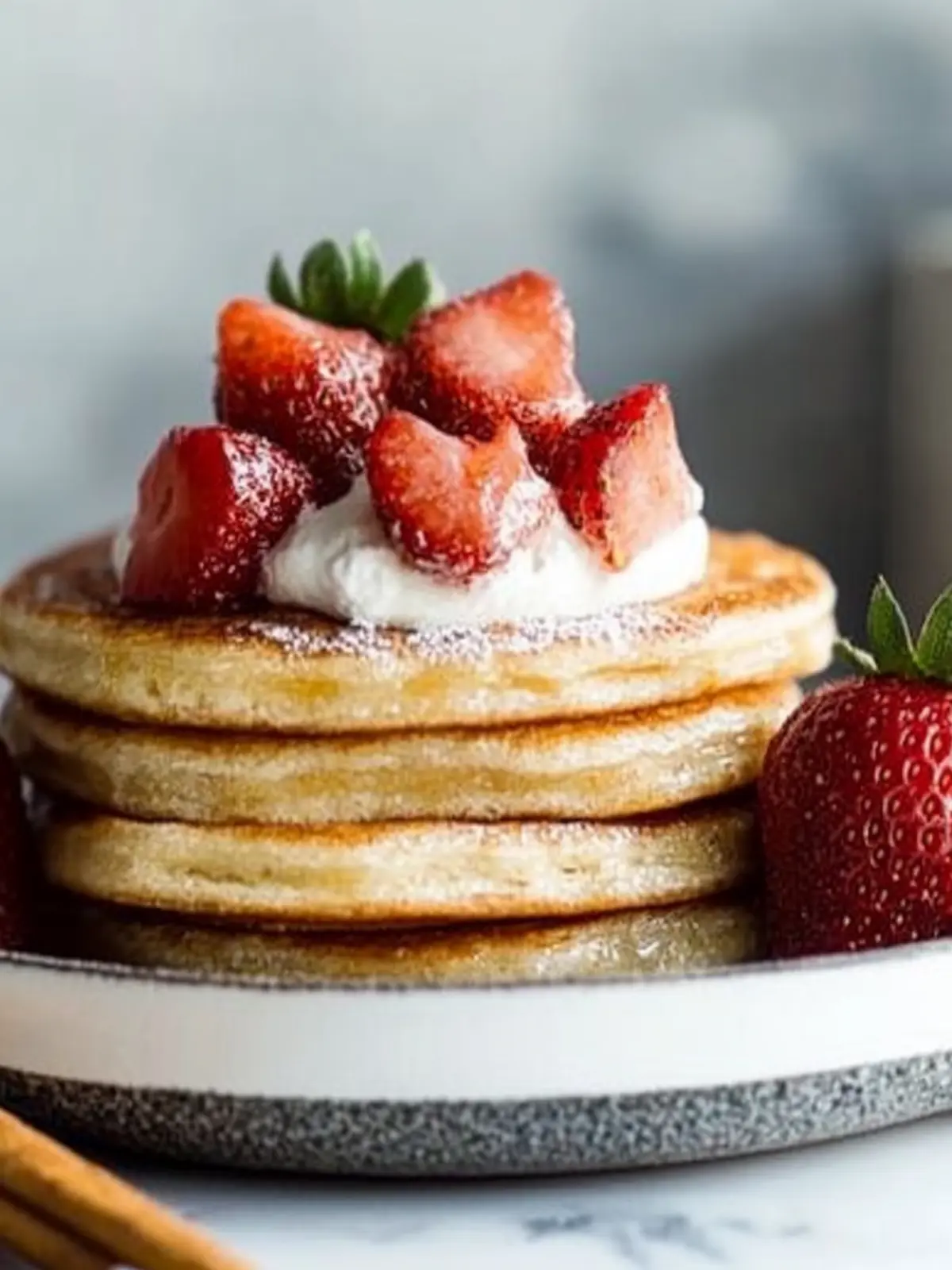 Churro Pancakes with Strawberries