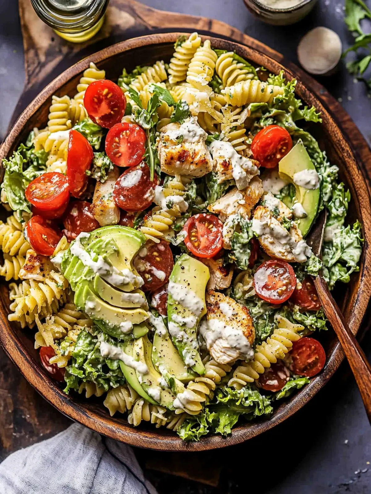 Creamy Avocado Ranch Chicken Pasta Salad