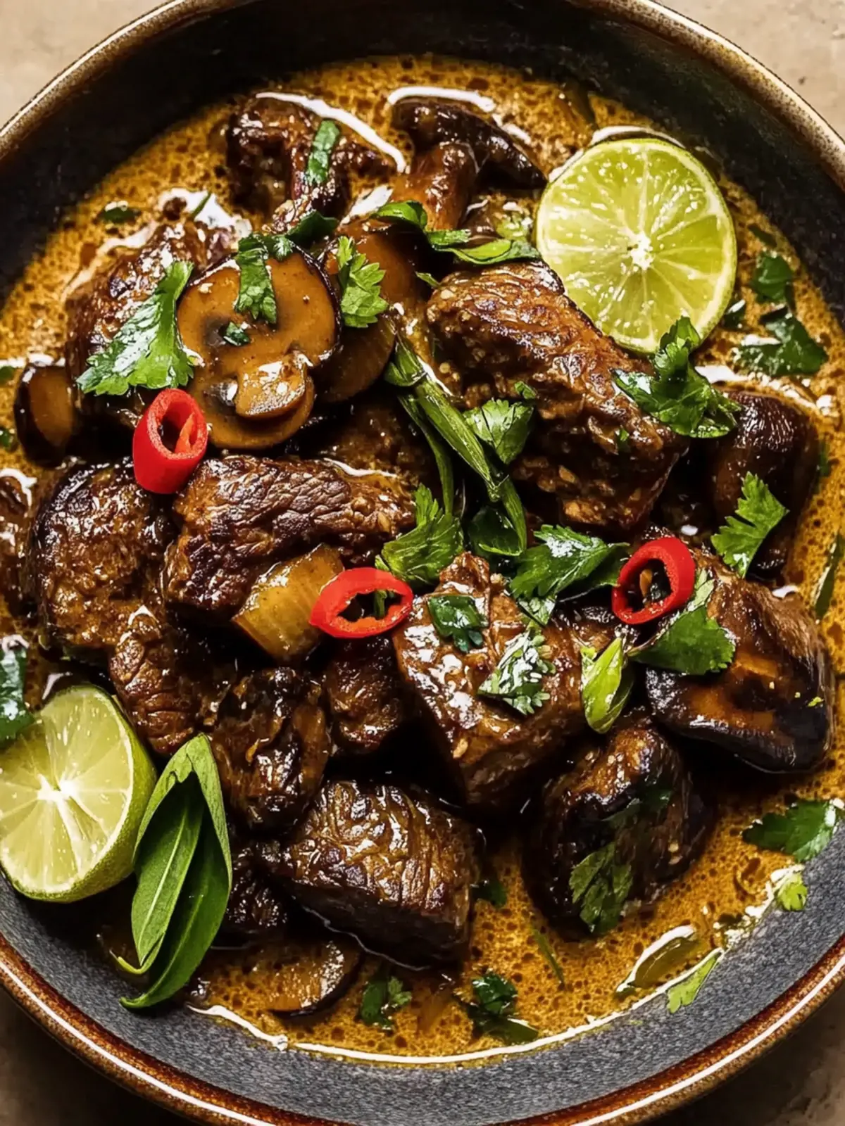 Lemongrass Coconut Braised Beef with Mushrooms