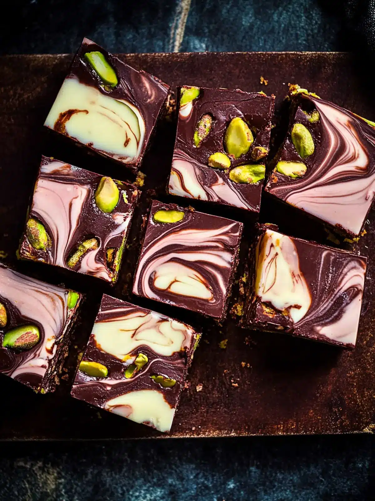 Sour cherry, pistachio quattro chocolate orange tiffin