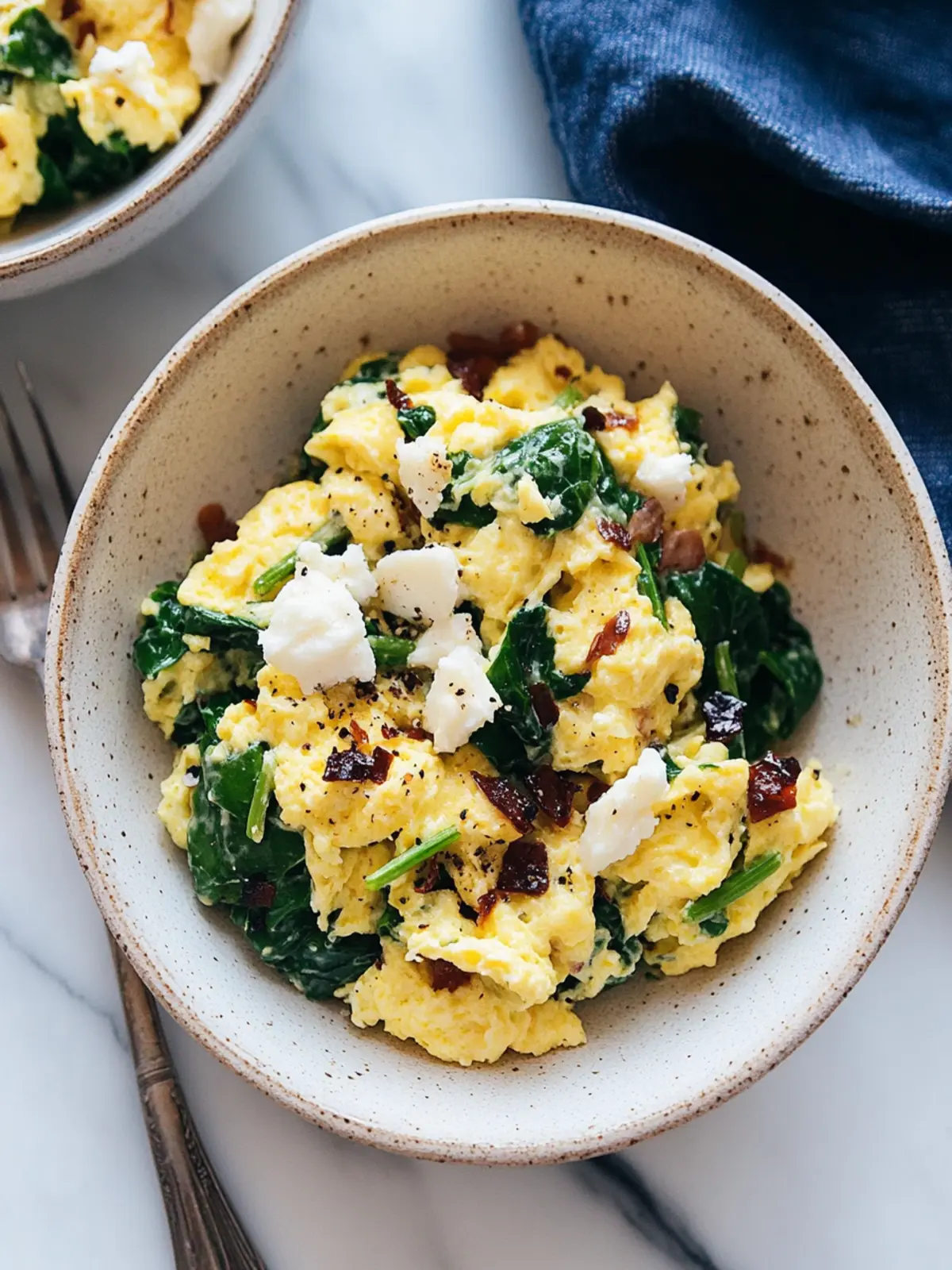 Spinach Scrambled Eggs with Goat Cheese