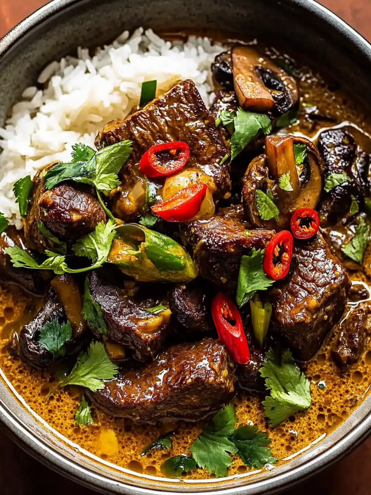 Lemongrass Coconut Braised Beef with Mushrooms
