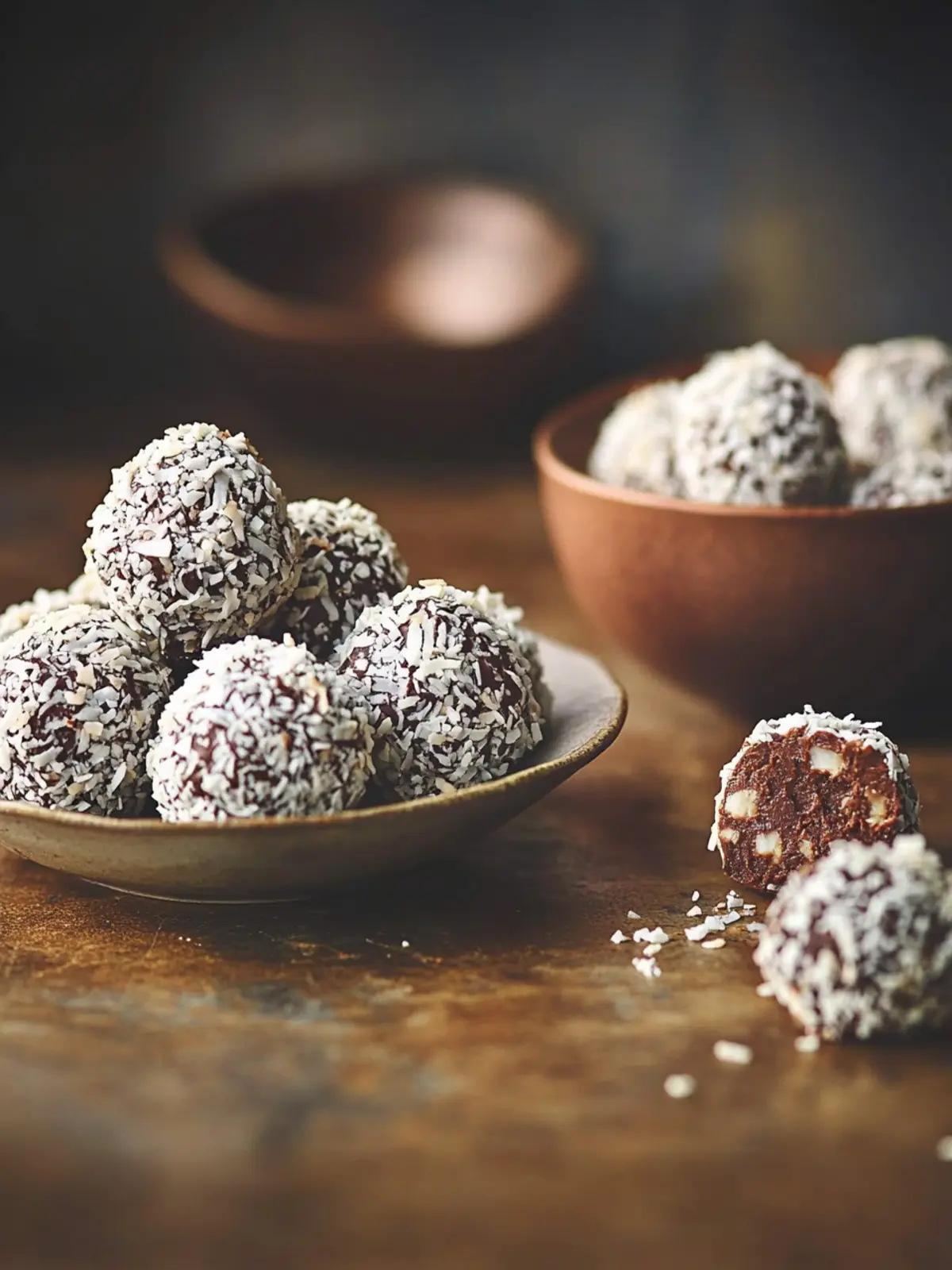 Vegan coconut chocolate truffles