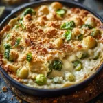 Cheesy Brussels sprout gnocchi pie