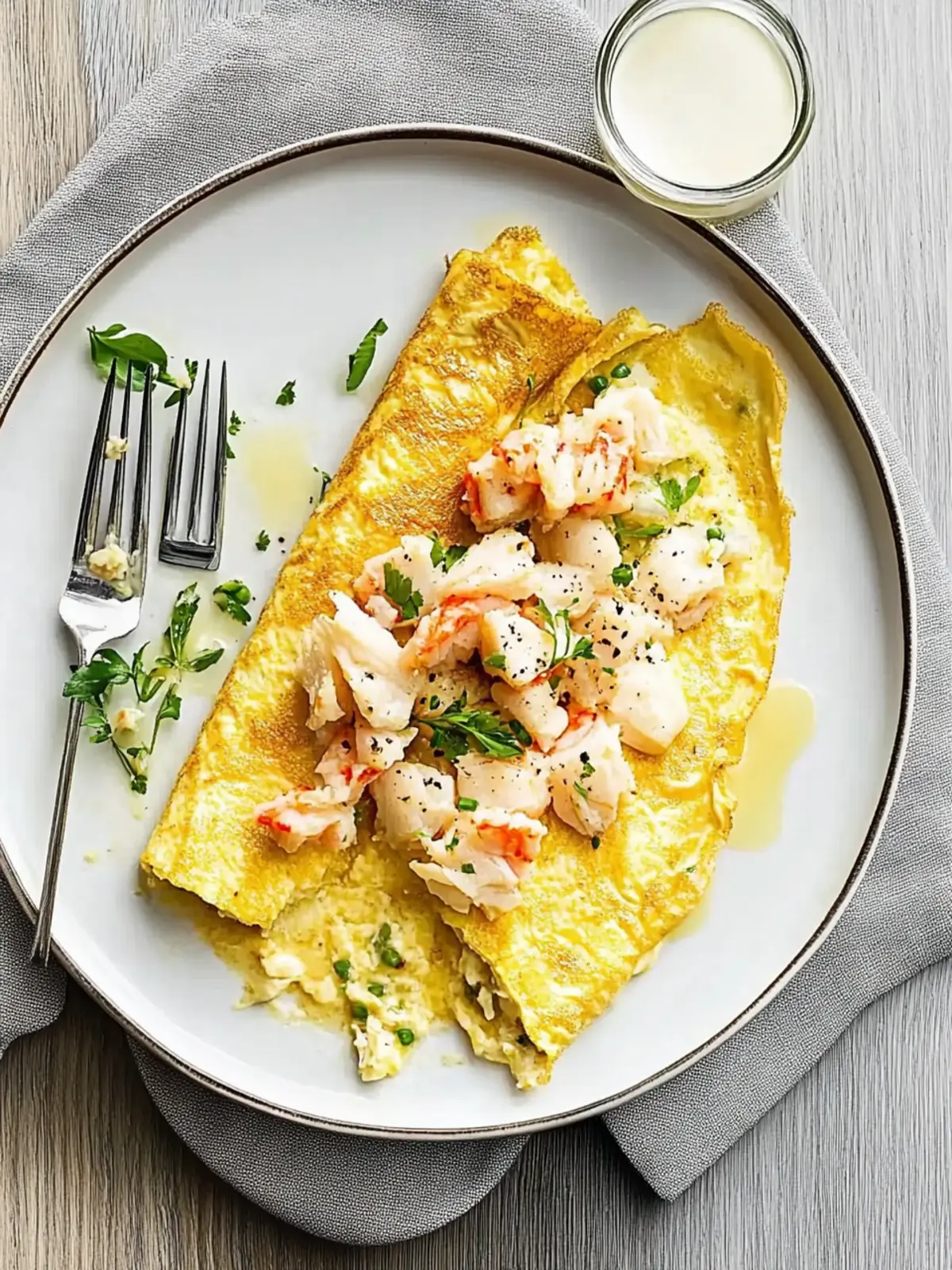 Crab omelette with miso butter