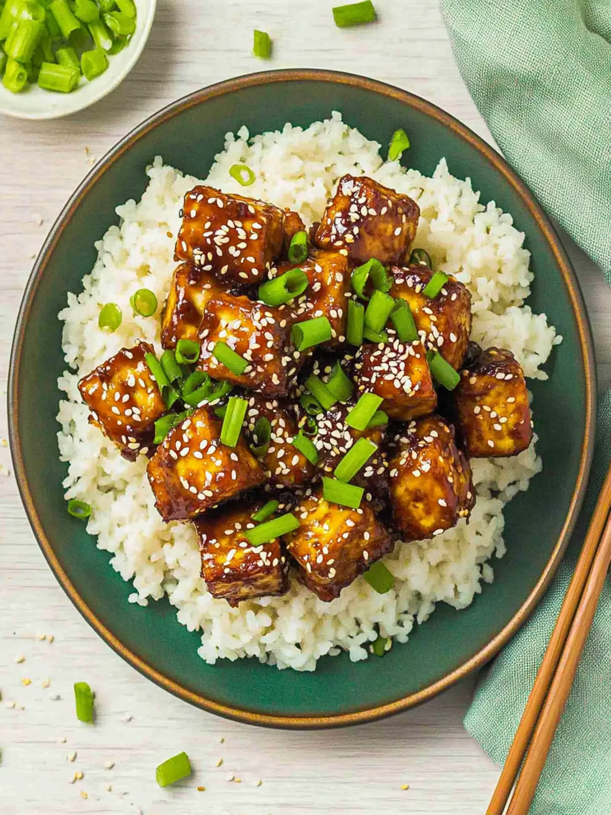 Crispy Baked Sticky Sesame Tofu
