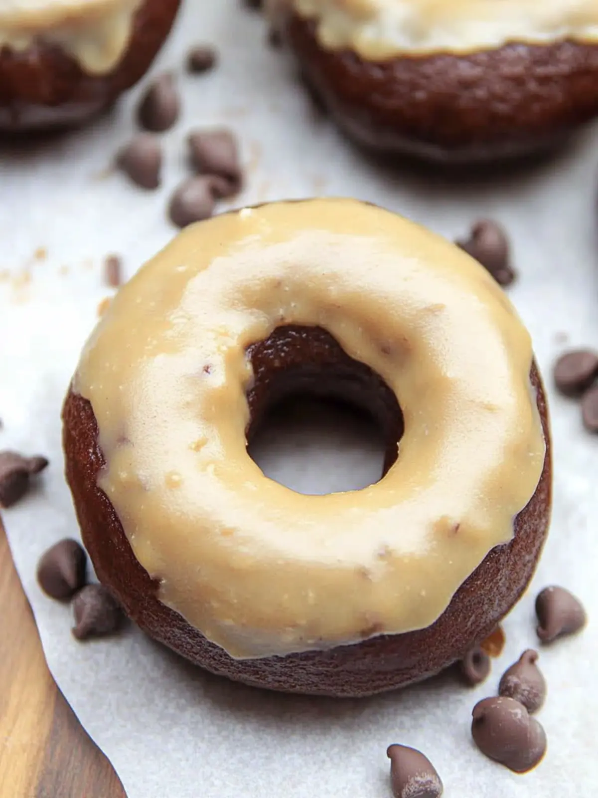 Healthy Baked Dark Chocolate Peanut Butter Donuts