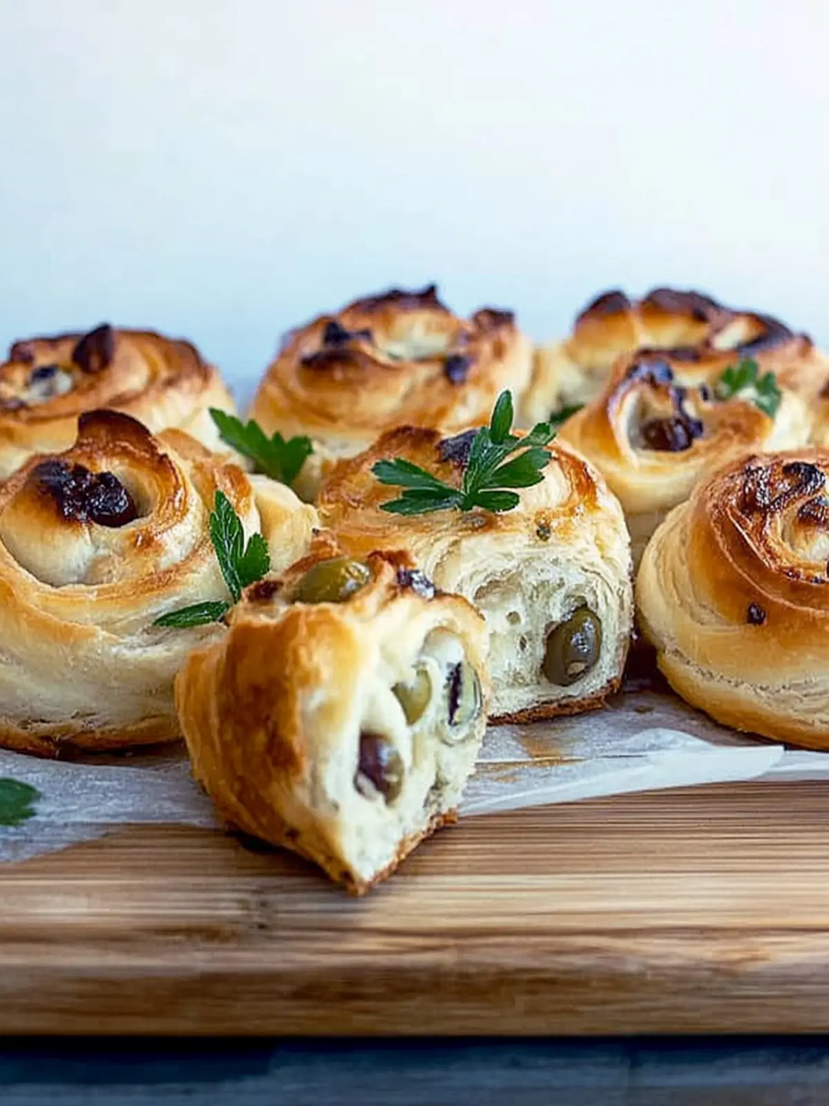 Olive and garlic scrolls
