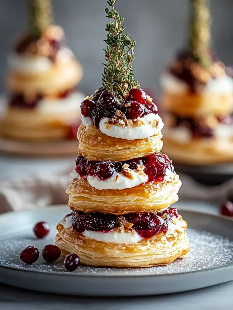 Puff Pastry Trees with Burrata & Cranberry Glaze