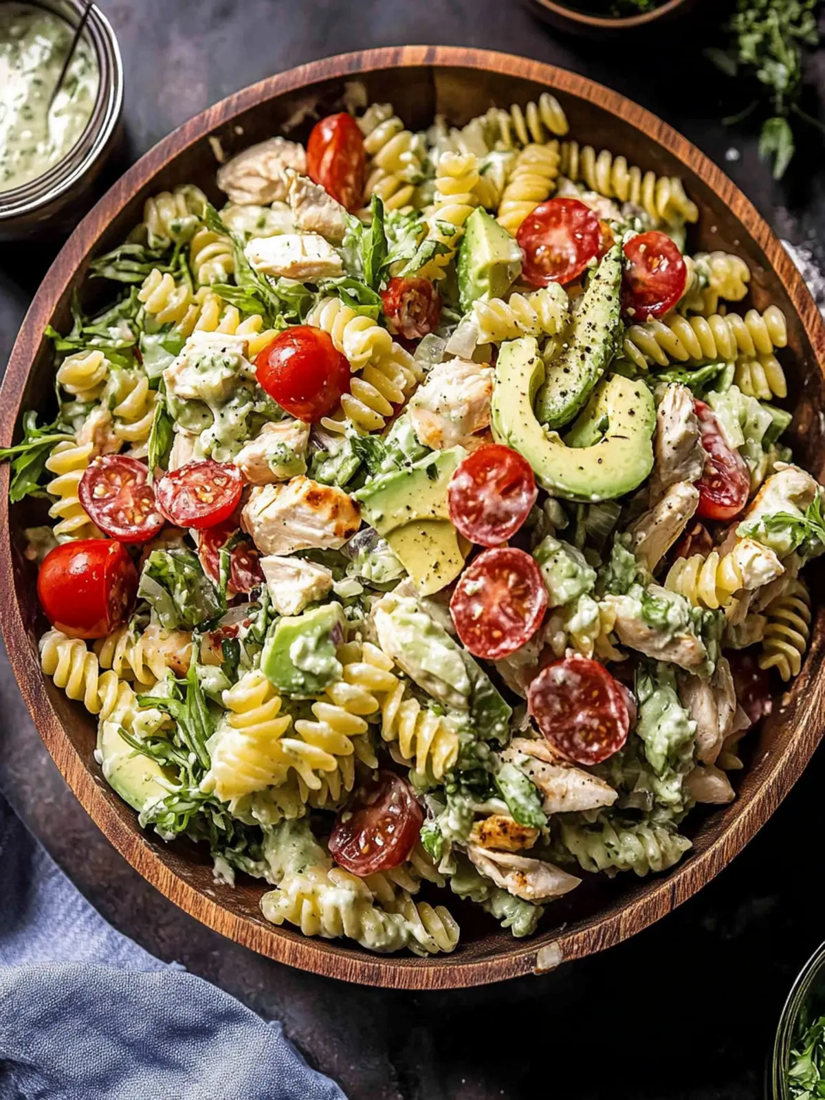 Creamy Avocado Ranch Chicken Pasta Salad
