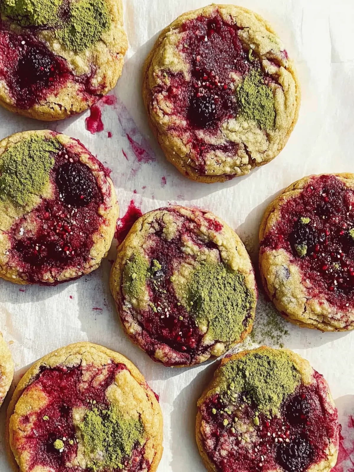 Marbled Berry and Matcha Cookies