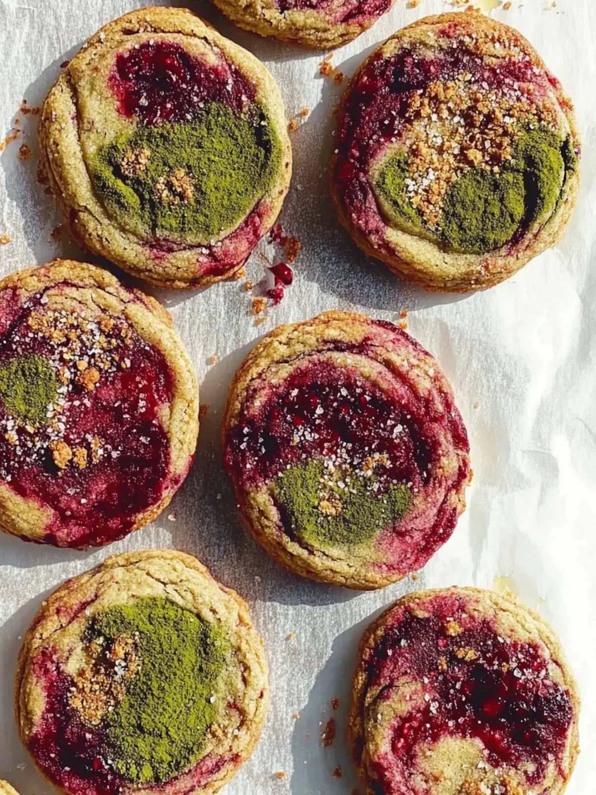 Marbled Berry and Matcha Cookies