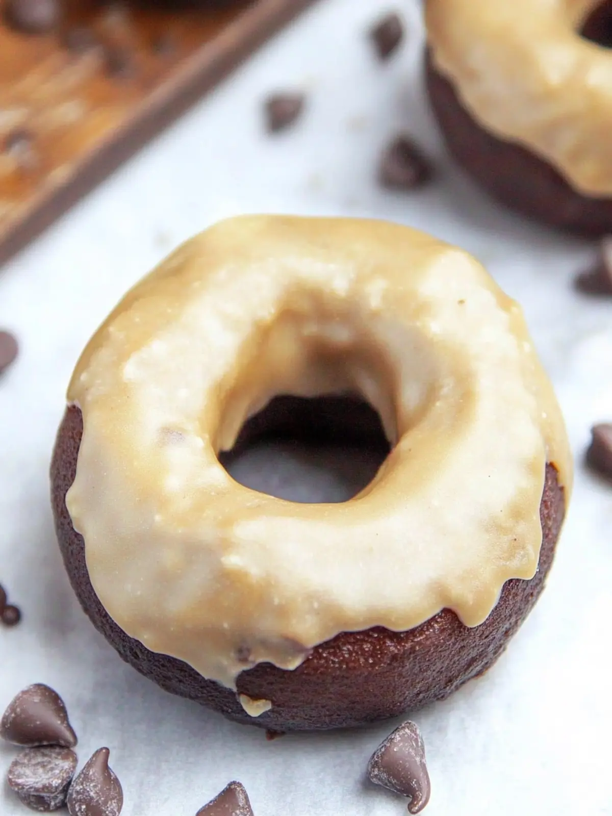 Healthy Baked Dark Chocolate Peanut Butter Donuts