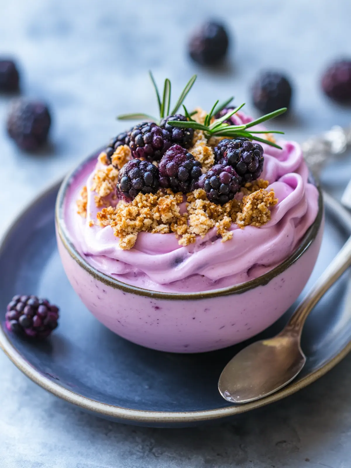 Blackberry Mousse with Rosemary Crumble