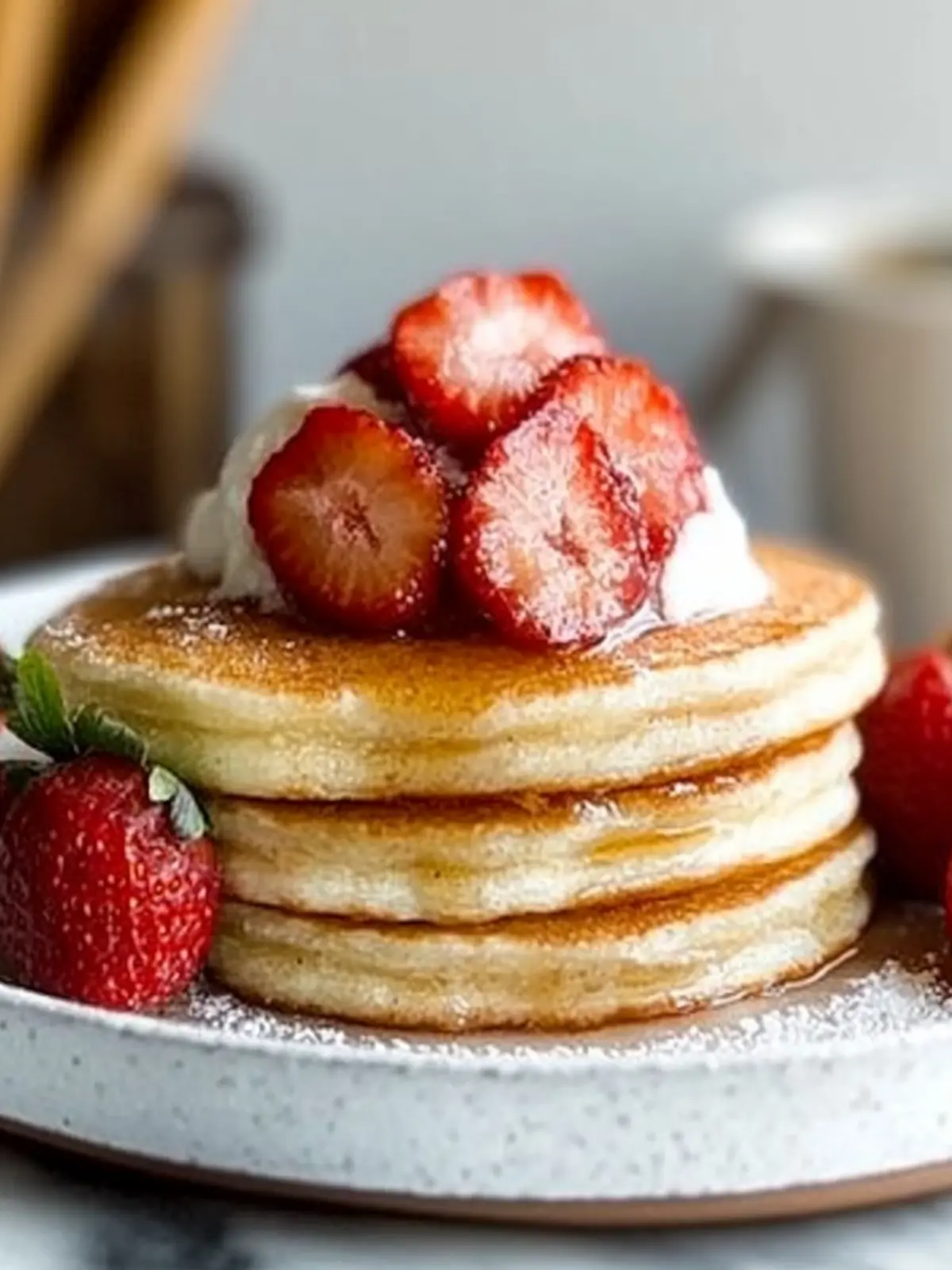 Churro Pancakes with Strawberries