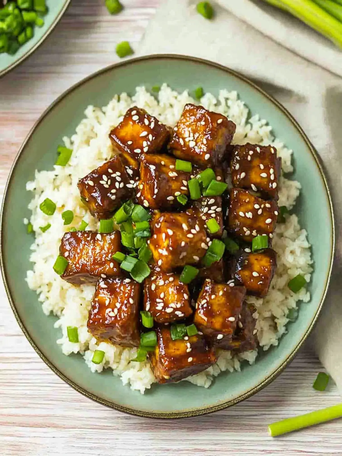 Crispy Baked Sticky Sesame Tofu