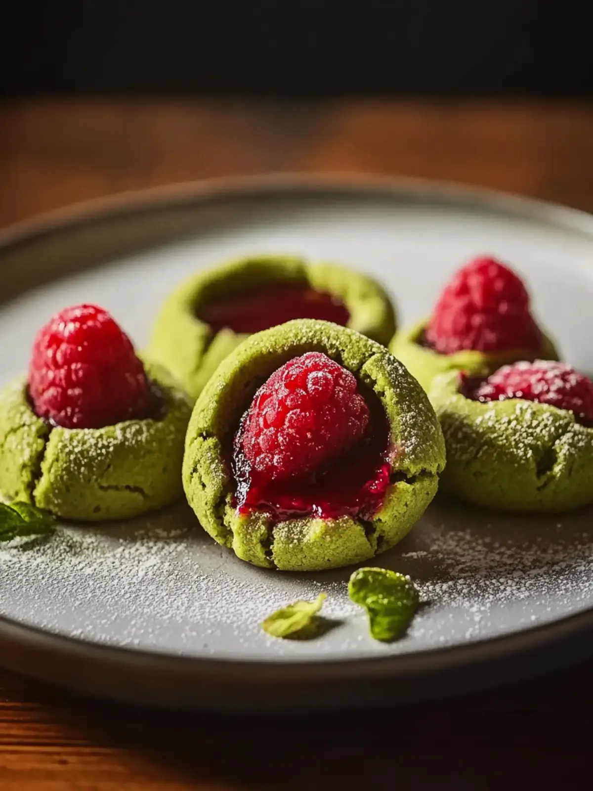 Matcha Thumbprint Cookies with Raspberry Chia Jam