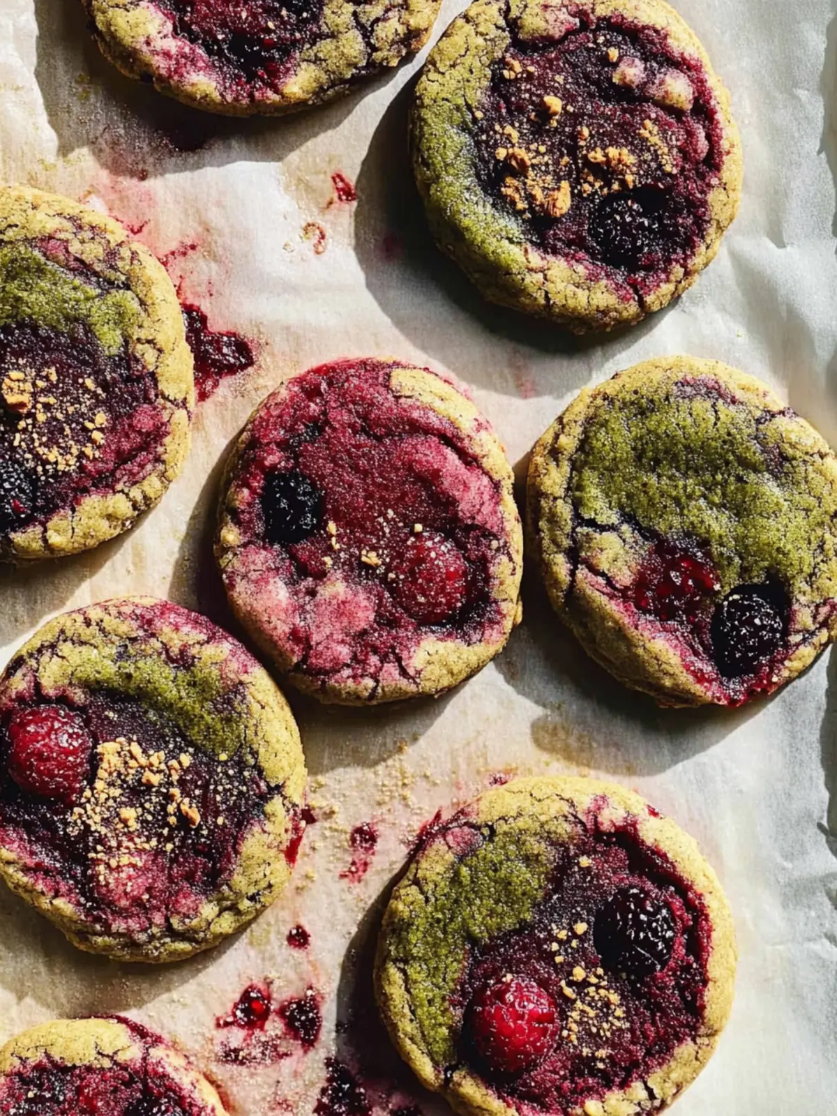 Marbled Berry and Matcha Cookies