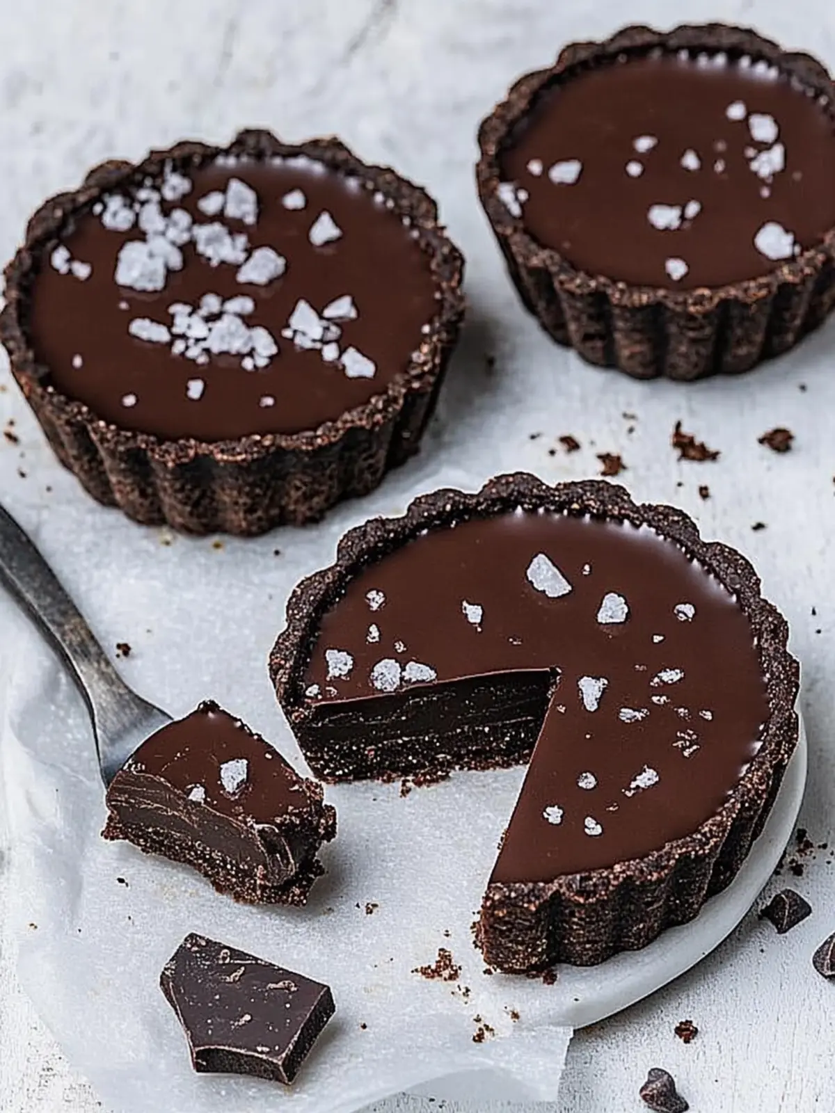 Vegan Salted Dark Chocolate Tarts