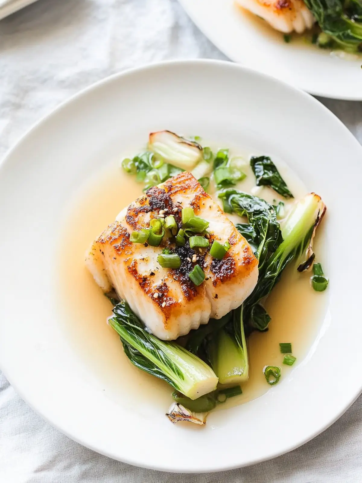 Miso Glazed Halibut with Baby Bok Choy and a Sake Butter Sauce