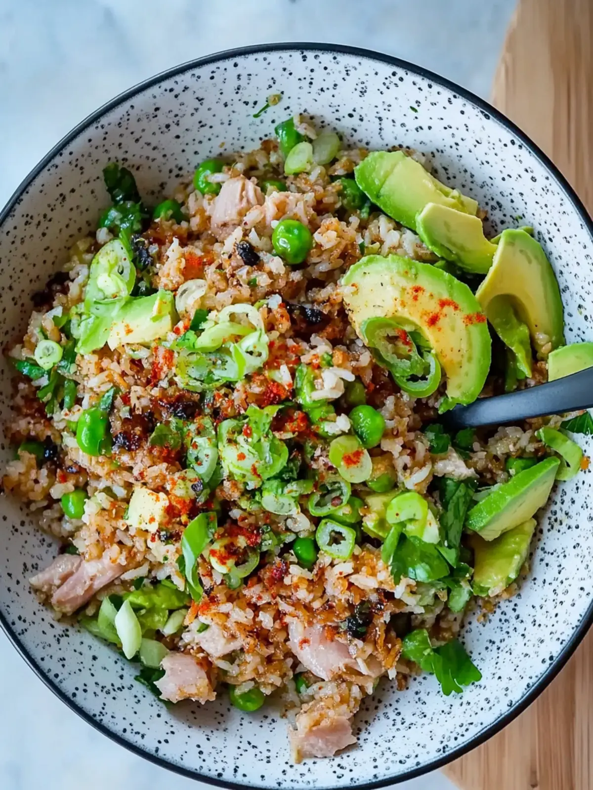 Tuna Avocado Crispy Rice Salad