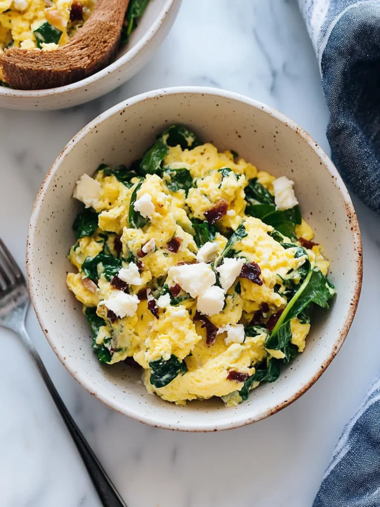 Spinach Scrambled Eggs with Goat Cheese