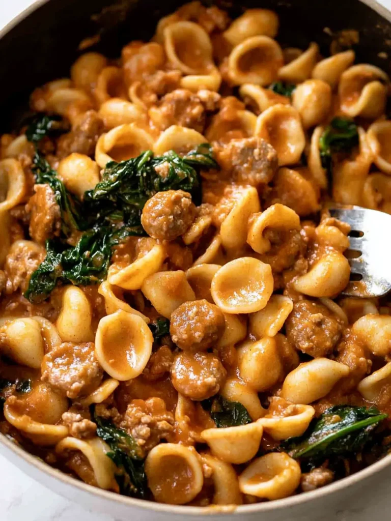 Orecchiette Sausage Pasta in creamy tomato sauce