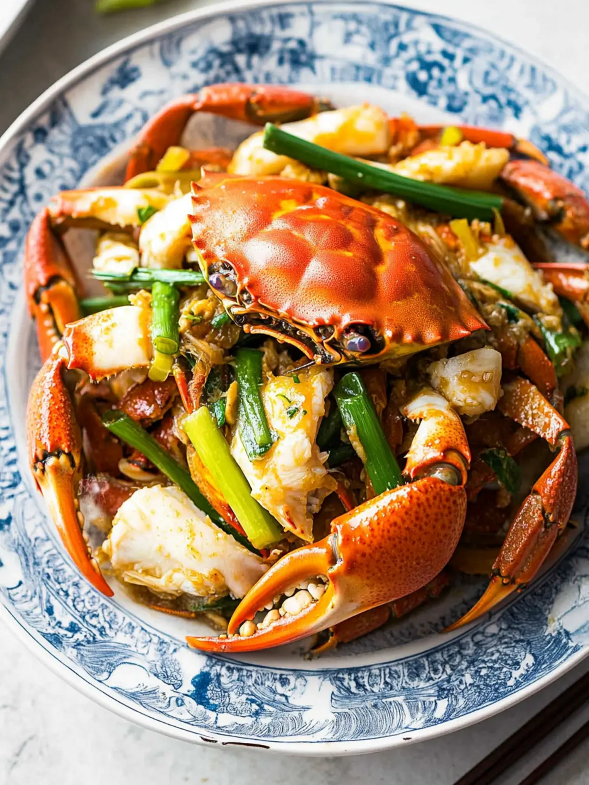 Savor Stir-fried Crab with Ginger and Scallion Bliss Stir-fried Crab with Ginger and Scallion