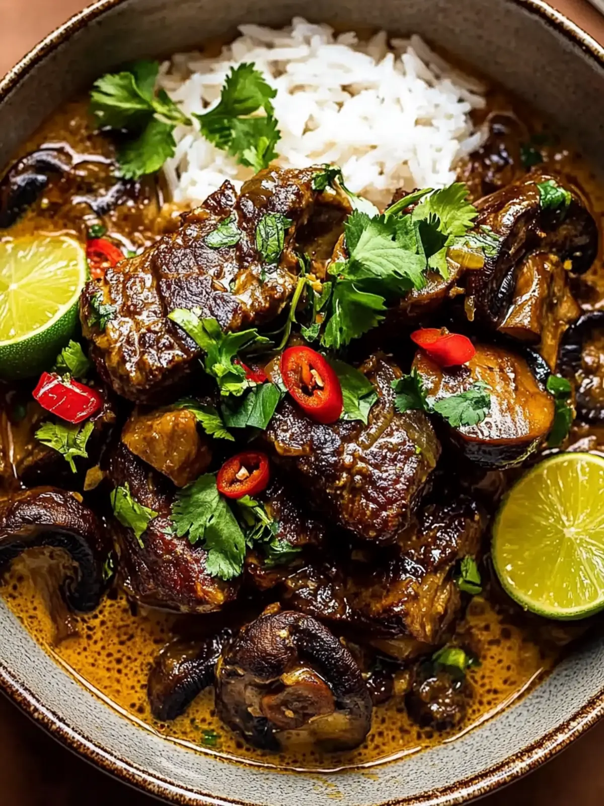 Lemongrass Coconut Braised Beef with Mushrooms