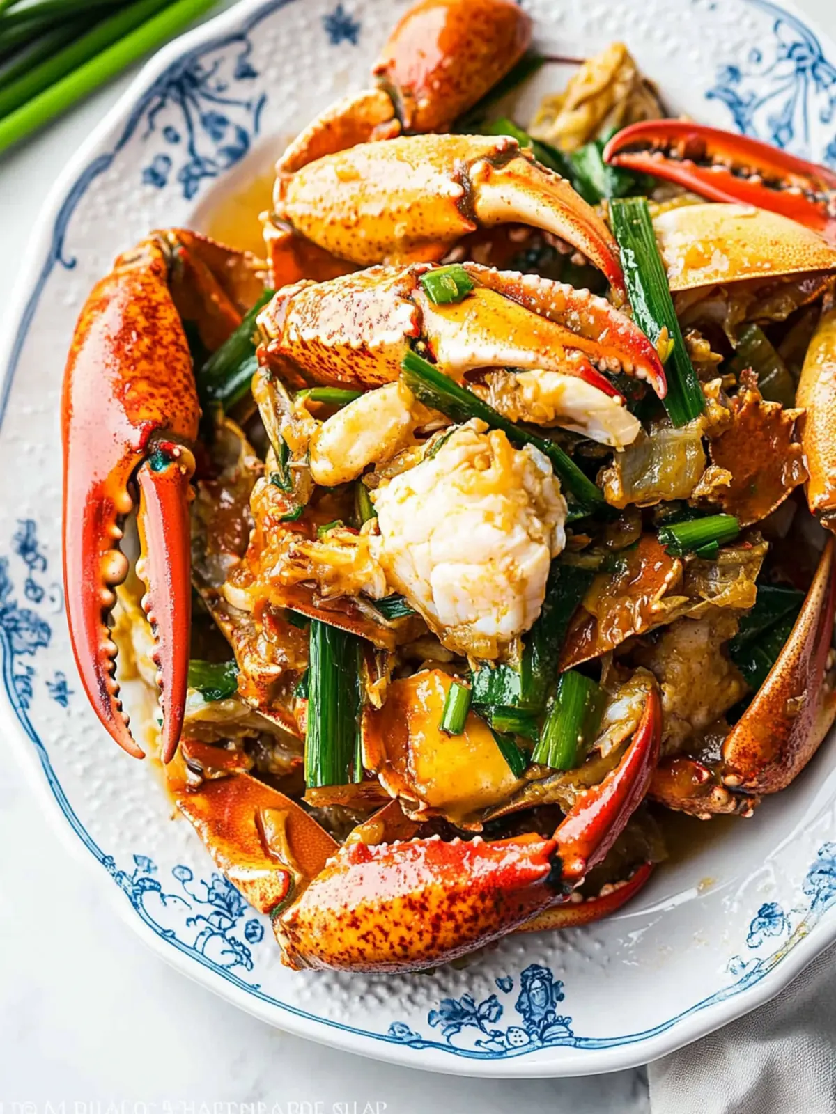 Savor Stir-fried Crab with Ginger and Scallion Bliss Stir-fried Crab with Ginger and Scallion