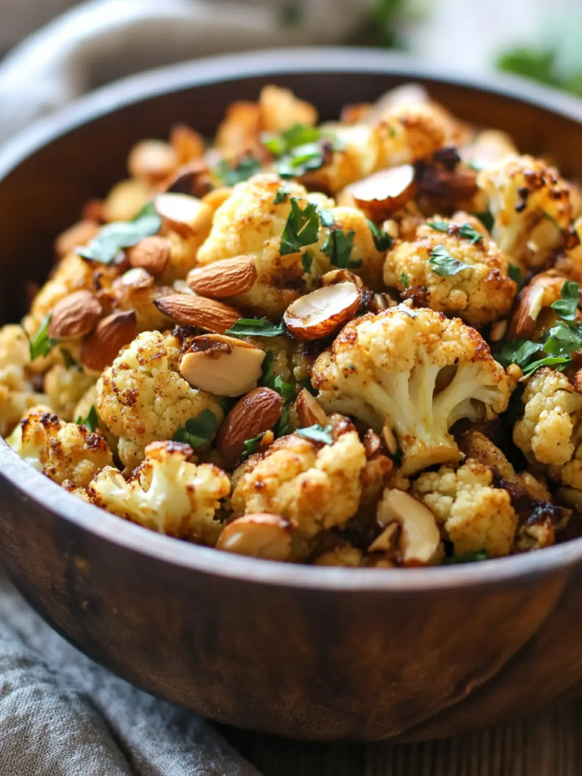 Honey Curry Roasted Cauliflower – With Spiced Almonds