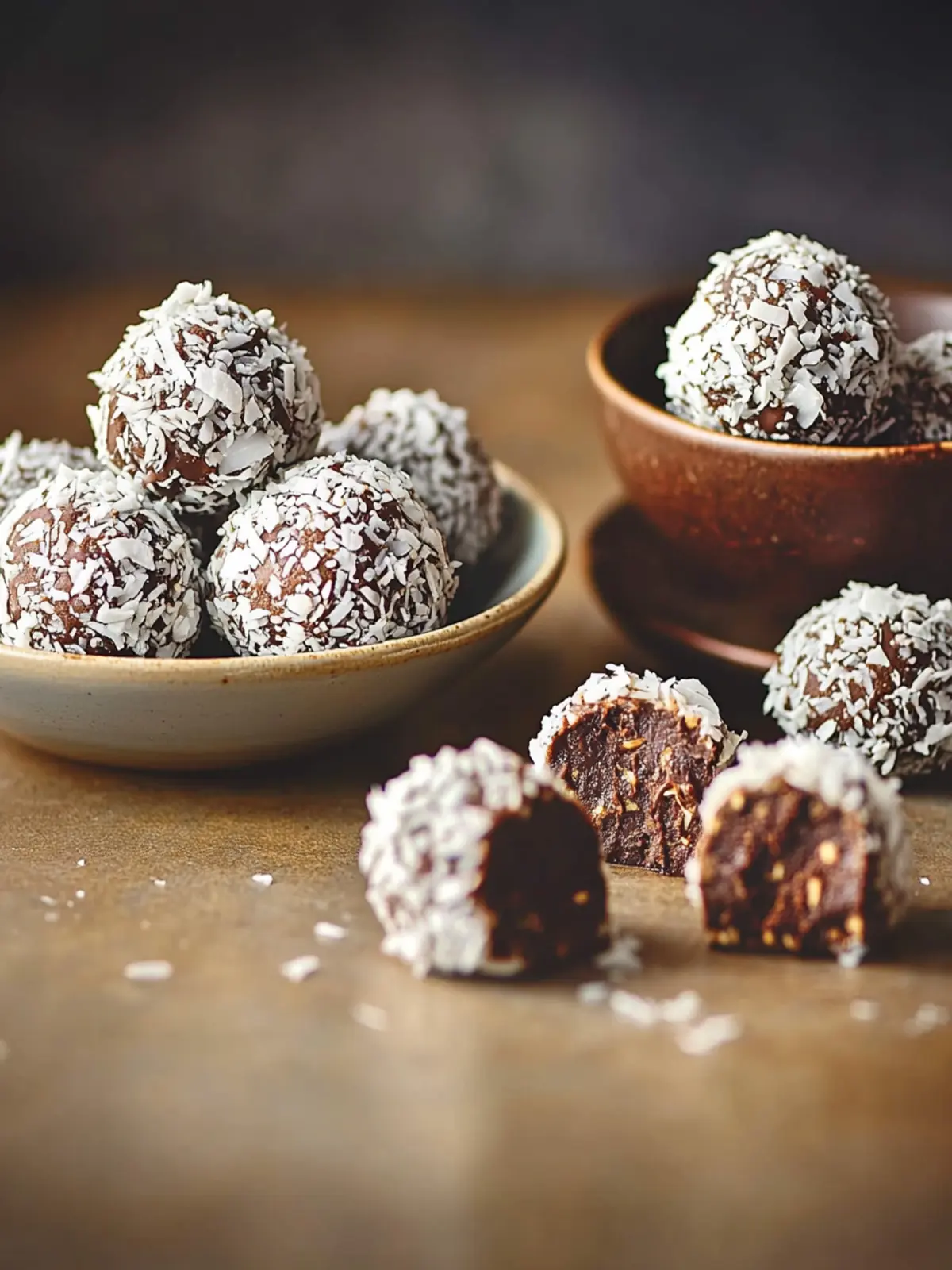Vegan coconut chocolate truffles