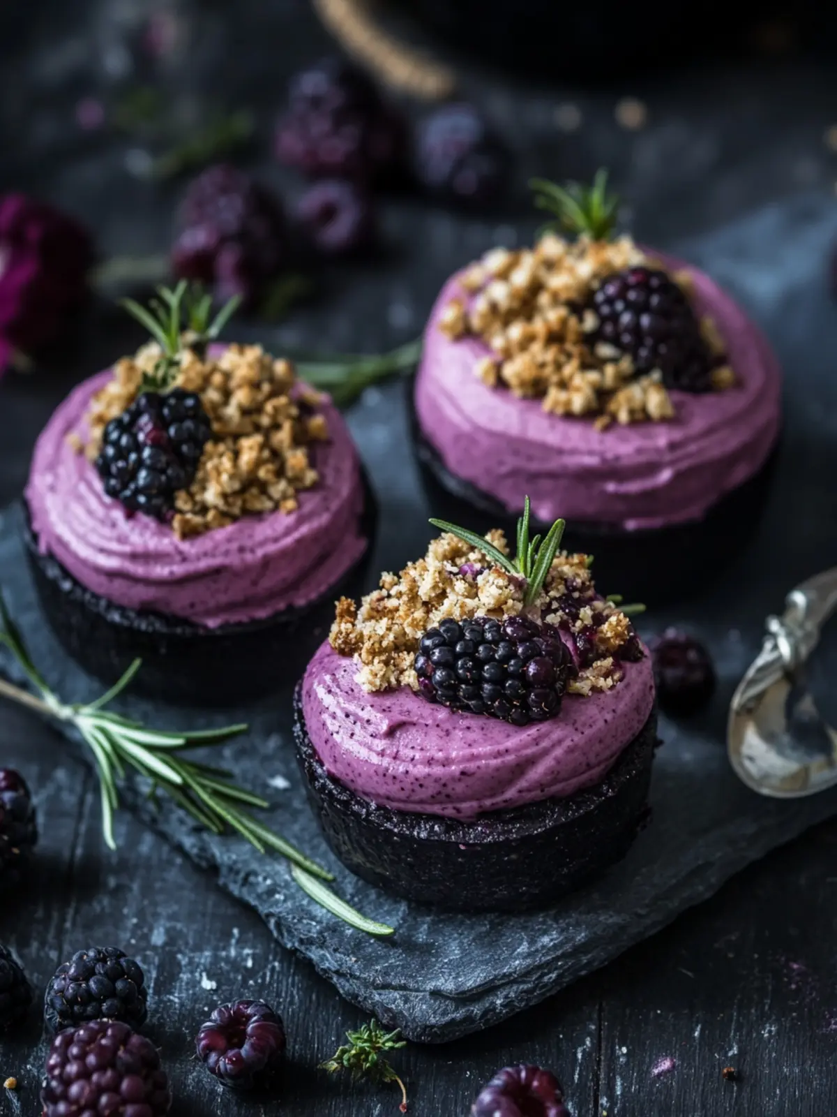 Blackberry Mousse with Rosemary Crumble